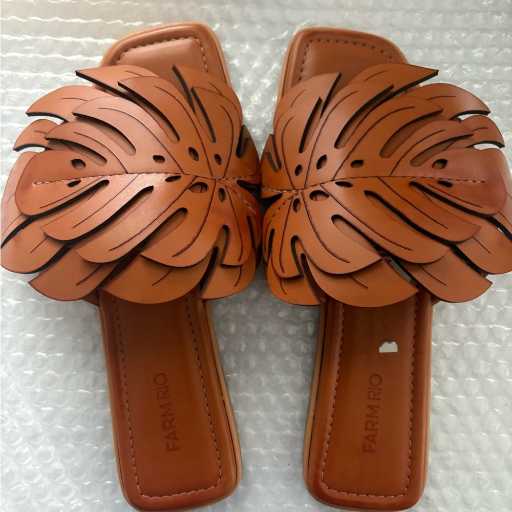 FARM Rio Tan Leaf Cutout Sandals